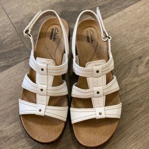 Clarks white sandals
